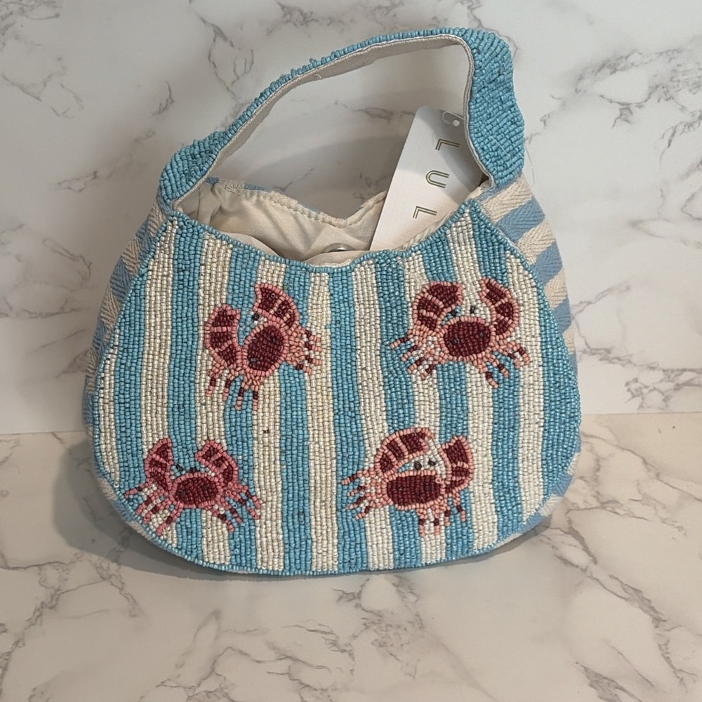 NWT Lulu Viral Hand Beaded In India Bag Crab Summer Coastal Resort Beach Tik Tok